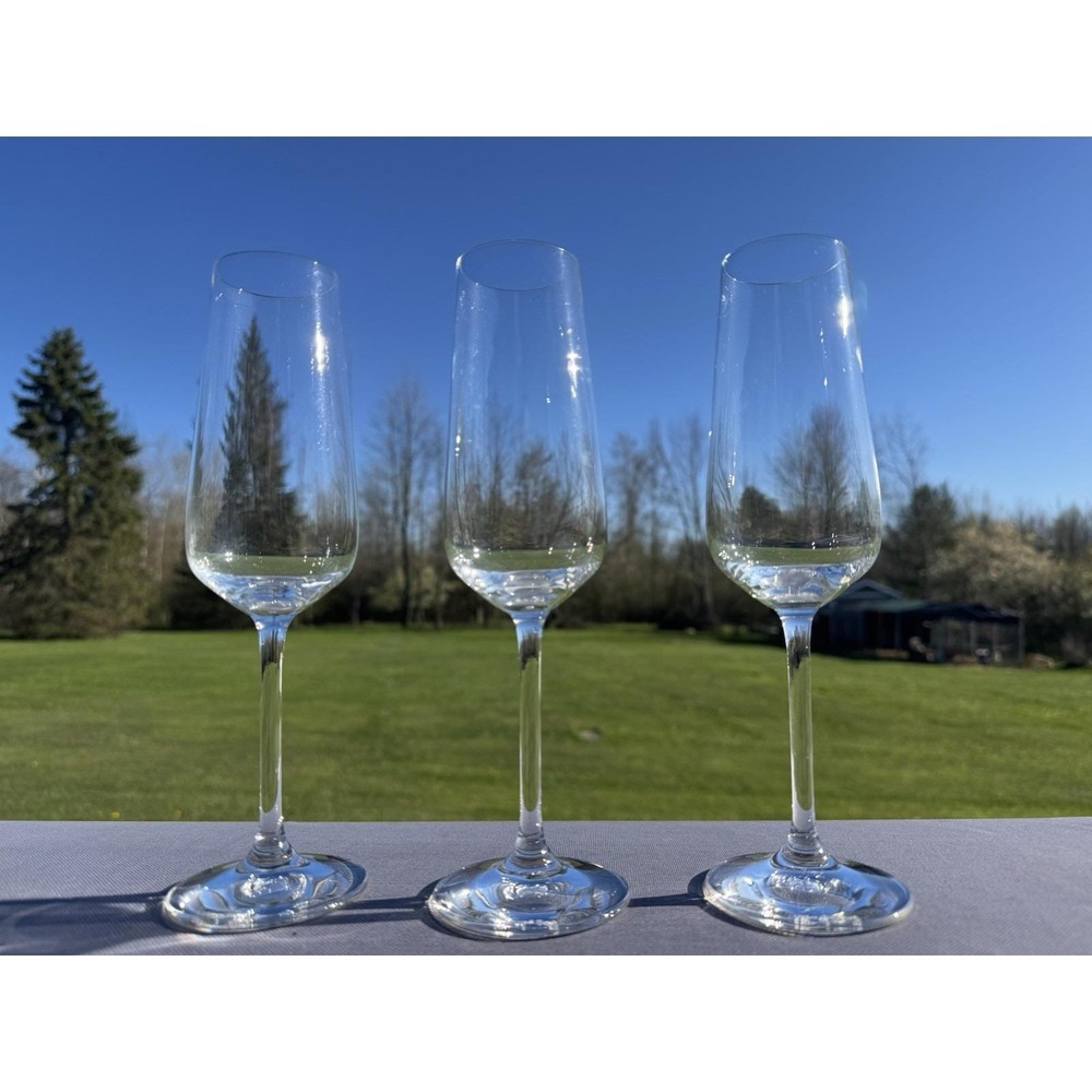 Villeroy & Boch Ovid Champagne Flute Glass Set of 3 Clear 9 Inch Stemware